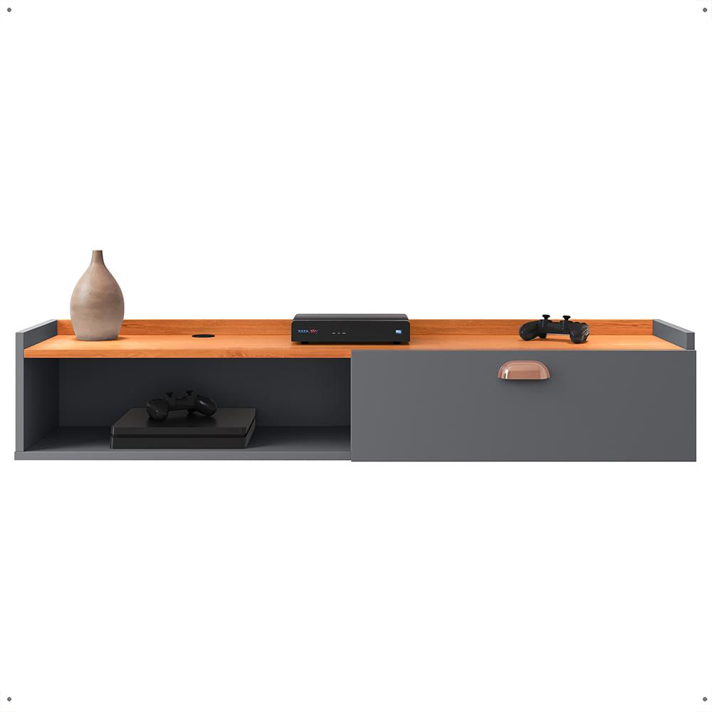 Miniatura Rack Suspenso Home Classic Tv 32 42 50 Polegadas 1 Porta Puxador Concha Decoração Minimalista Quarto Sala Recepção Cinza/Cinamomo - Lojas RPM