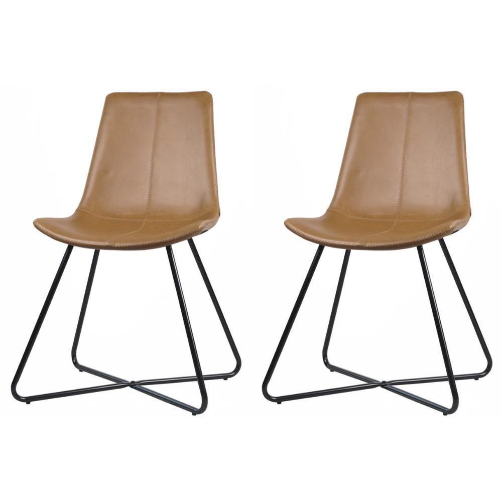Miniatura Kit 2 Cadeiras Brenda Rivatti Poliuretano Caramelo Base Preta
