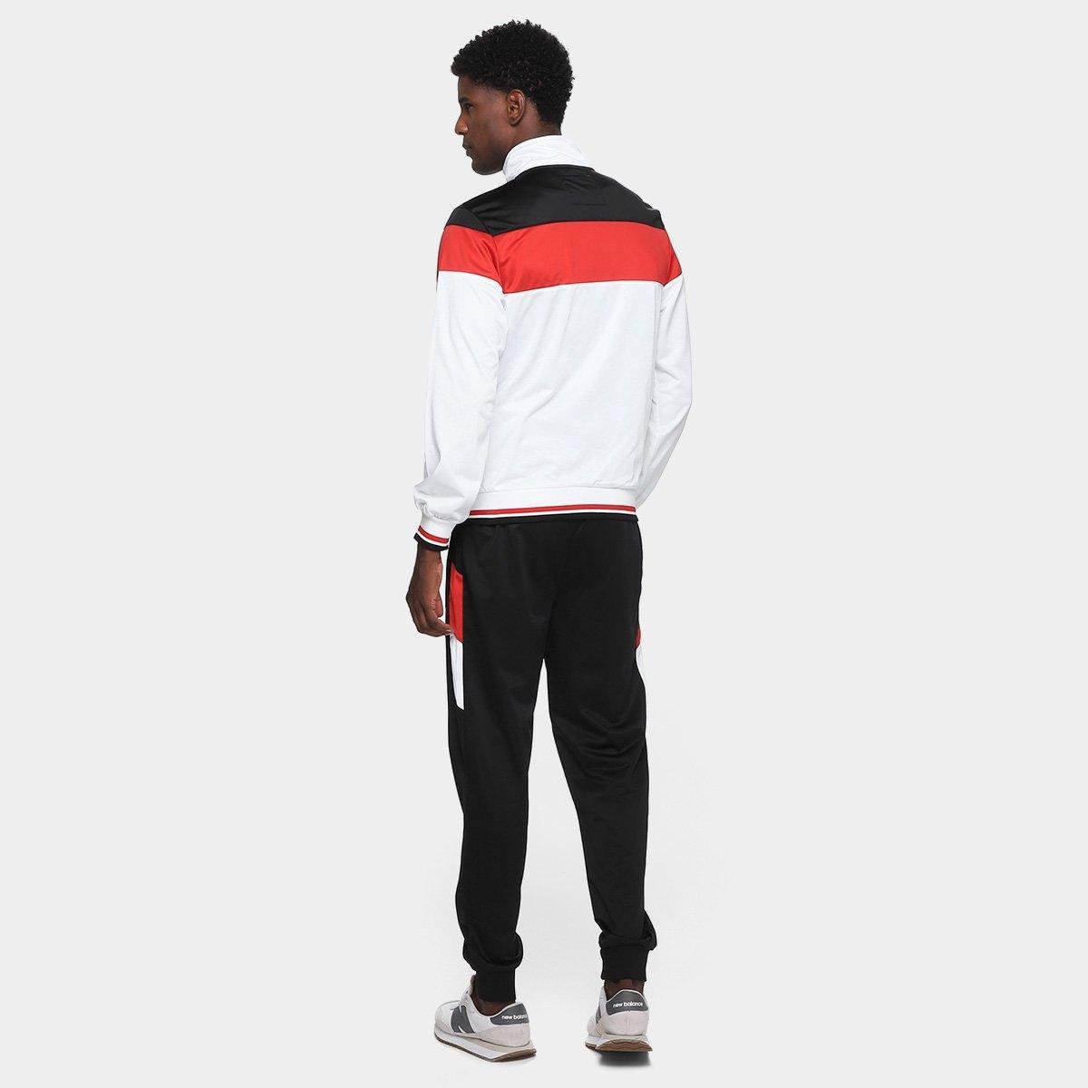 Agasalho São Paulo Trilobal Tricolor SPR Masculino Branco+Vermelho - EGG