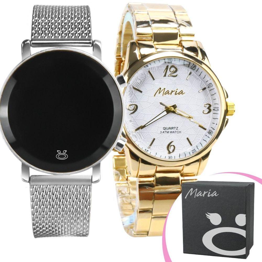Miniatura Relogio Feminino Digital Led Aço + Caixa + Relogio Banhado Presente Moda Delicado Casual Prata
