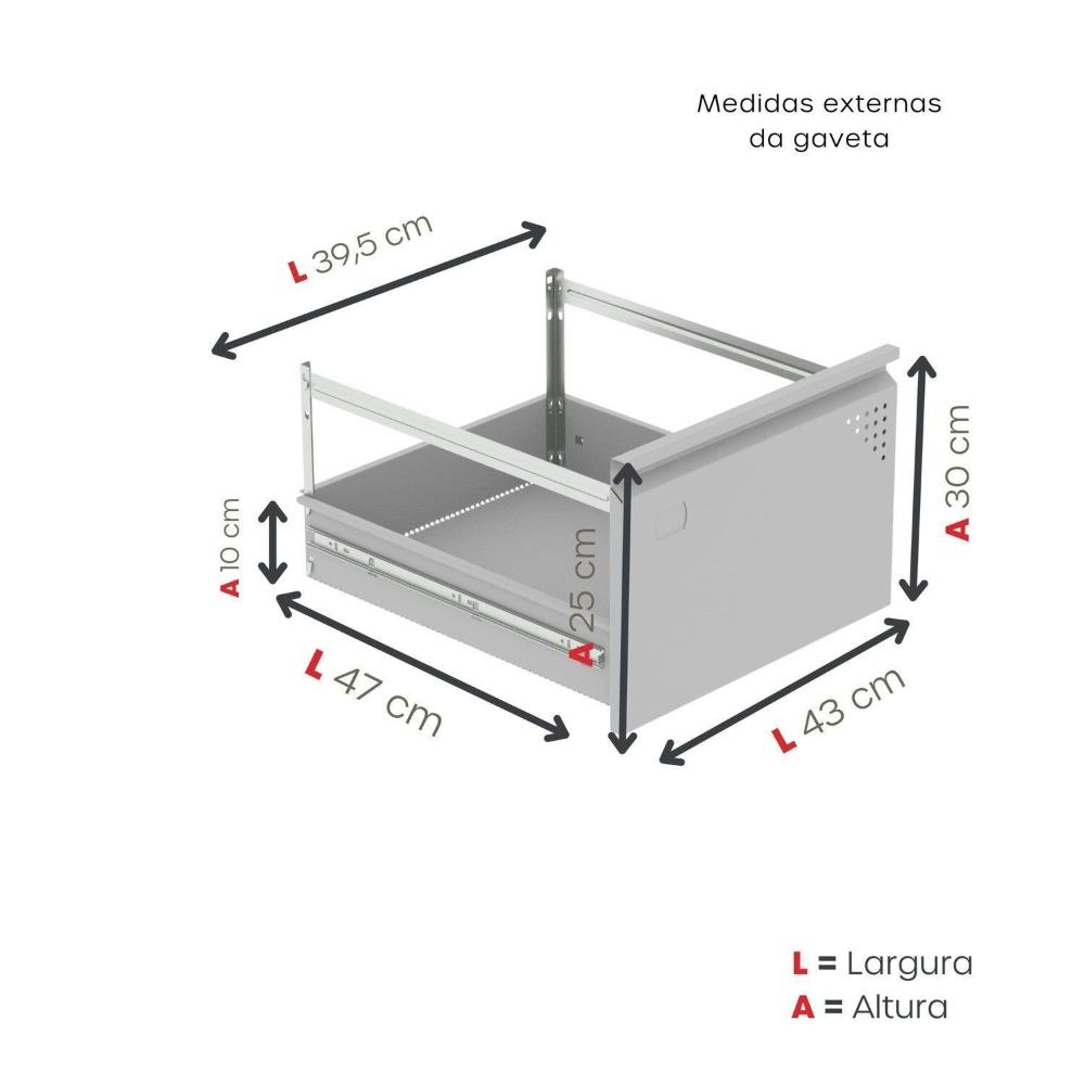 Gaveteiro Arquivo em Aço 4 Gavetas com Trilho Telescopico Of04sltcm Cinza