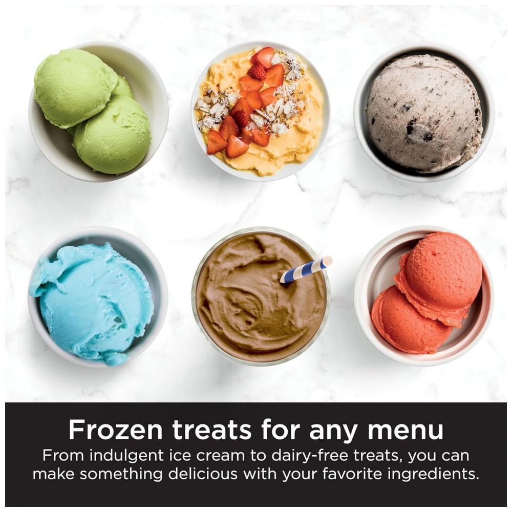 Miniatura Ninja CREAMi Ice Cream Maker para Gelato, Adicionais, Milkshakes, Sorvete, Tigelas de Smoothie, 7 Programas com um Toque, com 2 Recipientes de 500ml