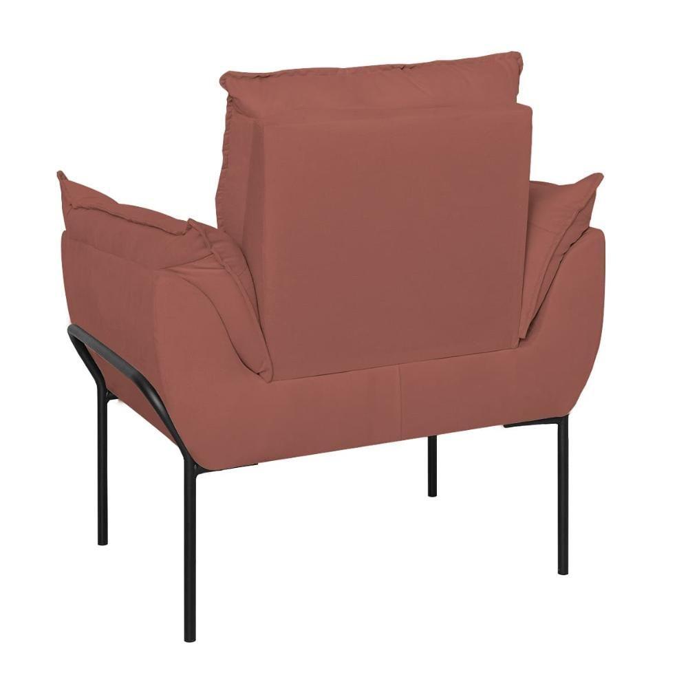 Poltrona Decorativa Luxo Recepção Clínica Estética Preto Rosa