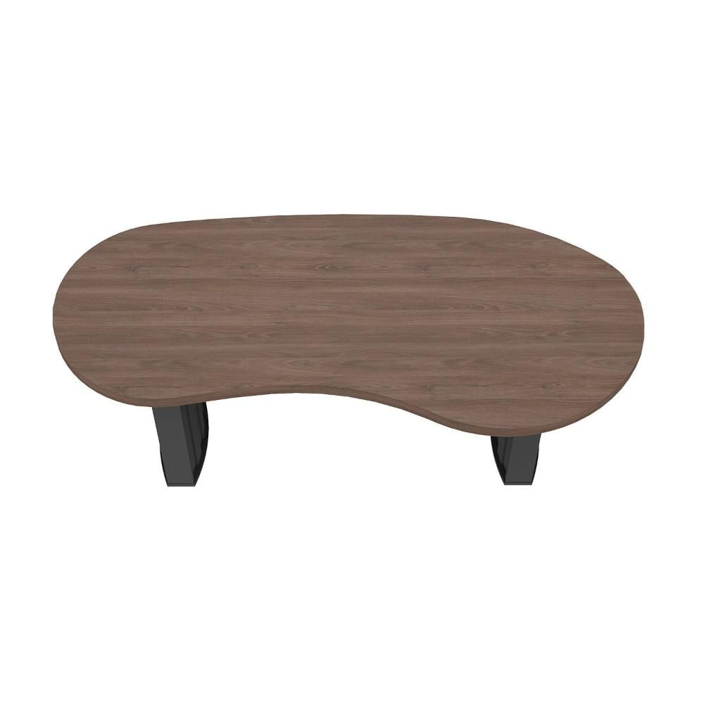 Miniatura Mesa Para Escritório com Curvas Orgânicas, Pés Ripados e Tampo Tamburato Diretor 2 Metros Artany Charuto/Preto