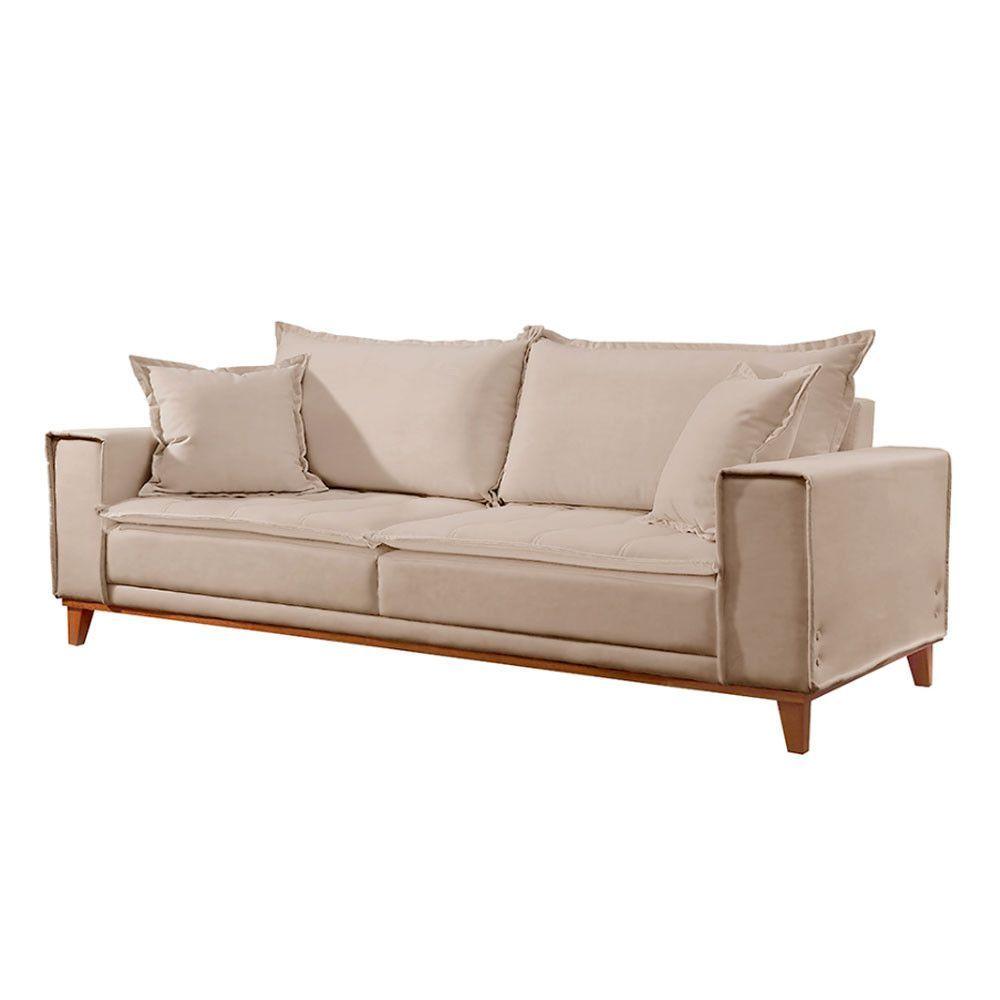 Miniatura Sofá Fixo Aquiles 2 Lugares Luxo 160cm Castellar Móbile Bege Claro