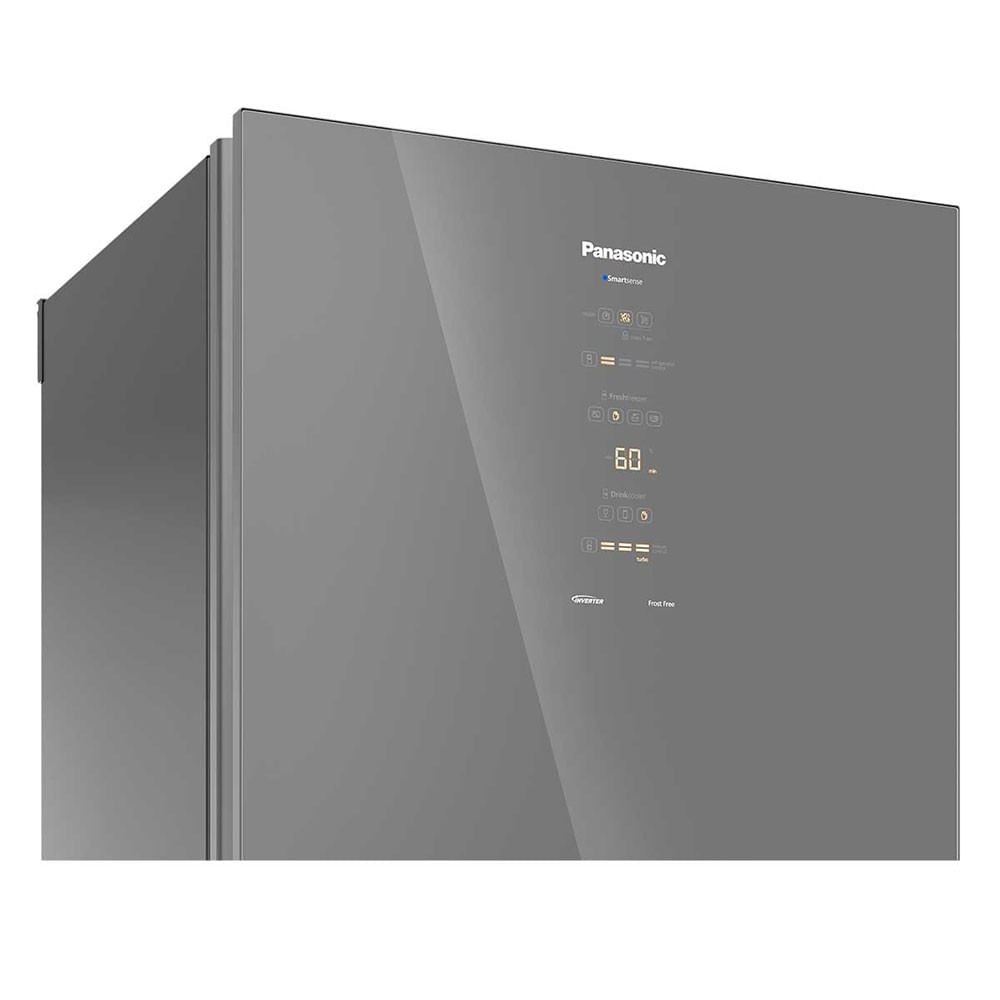 Geladeira Panasonic Frost Free 450L Diamond Glass NR-BB65GVFMA Espelhado - 110V