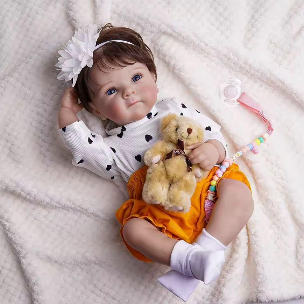 Miniatura Bebê Reborn Menina Olhos Abertos Artesanal Corpo De Vinil De Silicone Macio