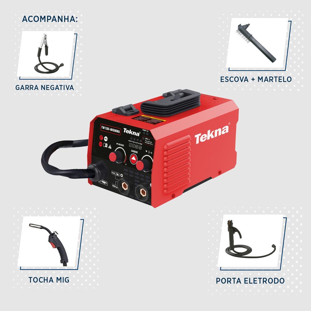 Miniatura Máquina de Solda Inversora Tekna TW130i MIG MMA Sem Gás 220V