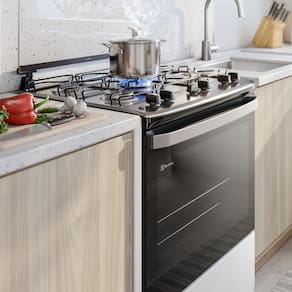 Fogão Electrolux 5 bocas Efficient FE5IB Mesa Inox PerfectCook VaporBake Bivolt Branco