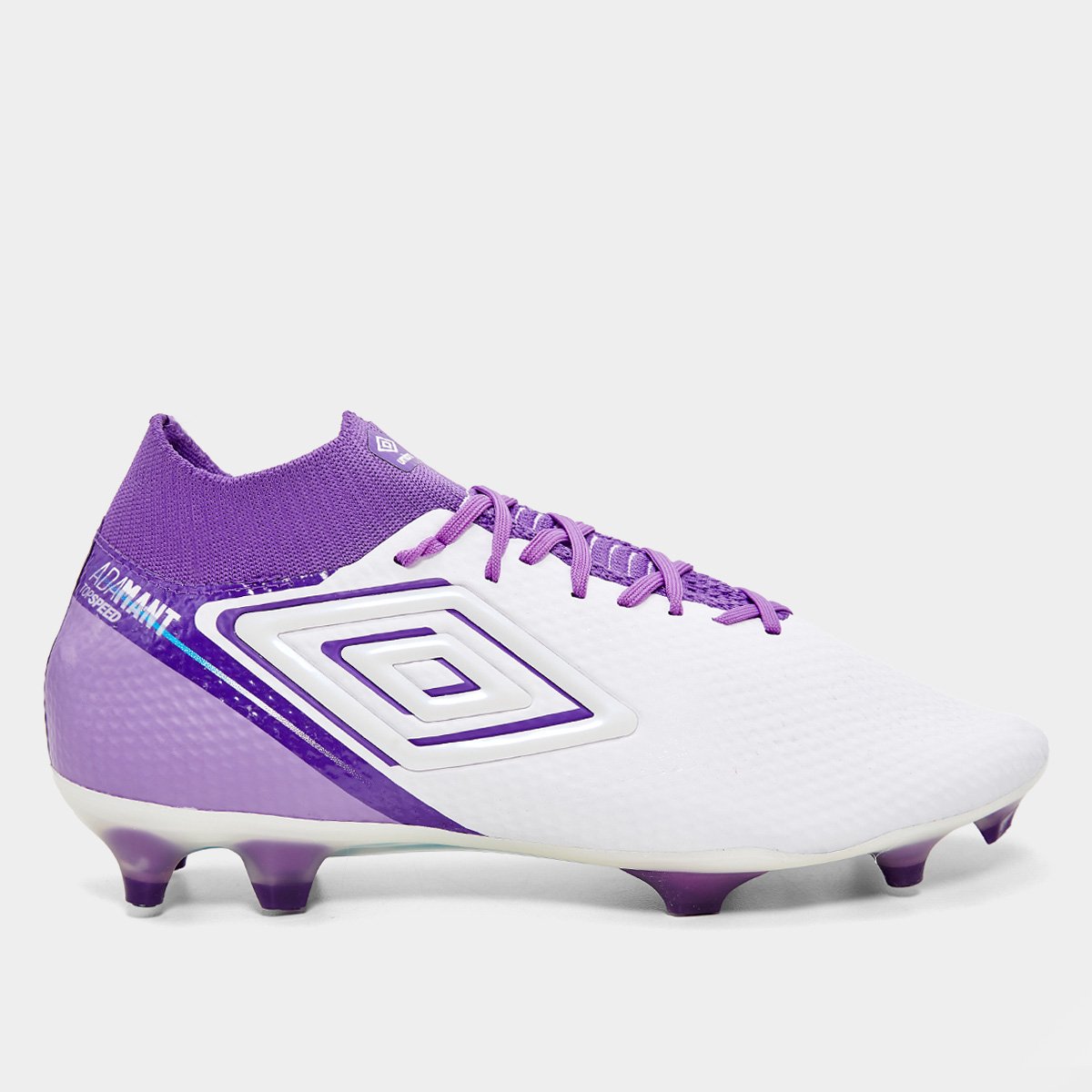 Miniatura Chuteira Campo Umbro Adamant Top Speed Pro Unissex Branco+Roxo - 37
