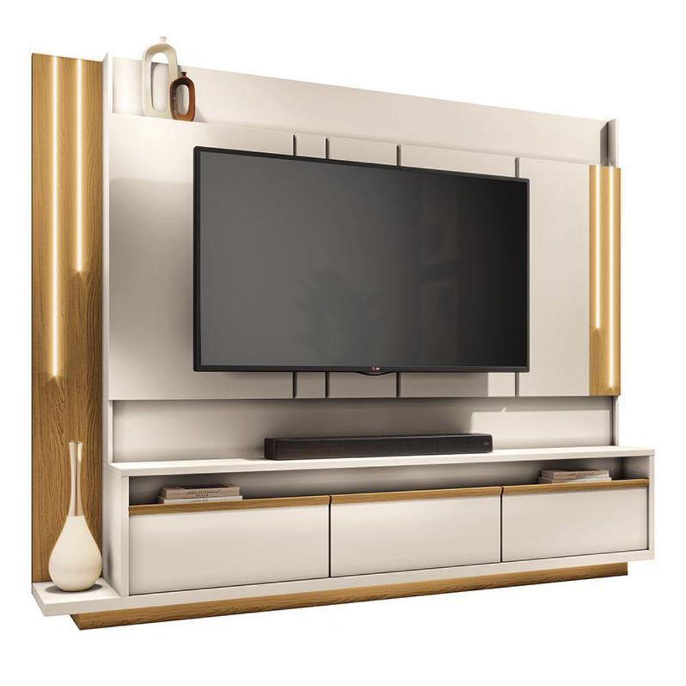 Miniatura Estante Home Theater Montane Para Tv Até 75? Off White-cinamomo - Pr Móveis Off White-cinamomo