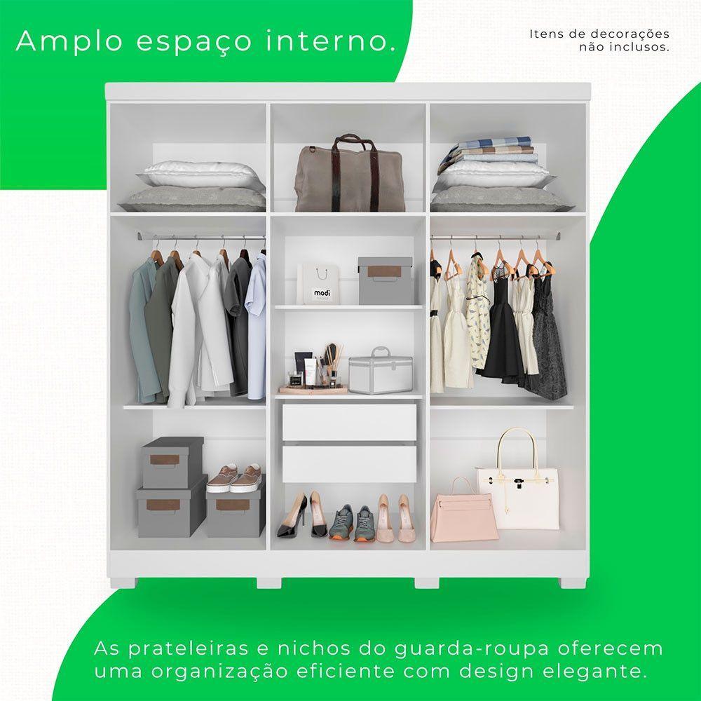 Guarda-roupa Casal Com Pé 6 Portas 2 Gavetas Recife Sallêto Branco