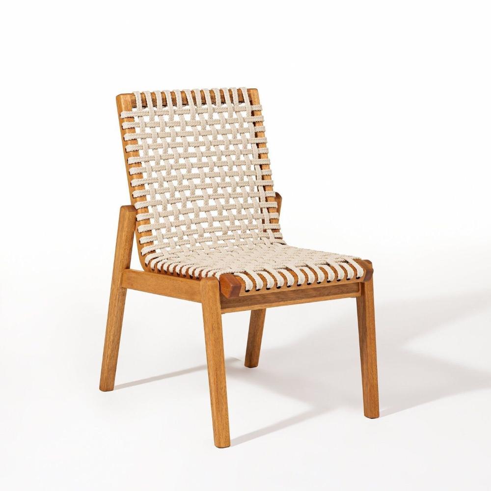 Conjunto 1 Banco 4 Cadeiras e 1 Mesa 180cm Traço Stain Jatobá/Corda Areia