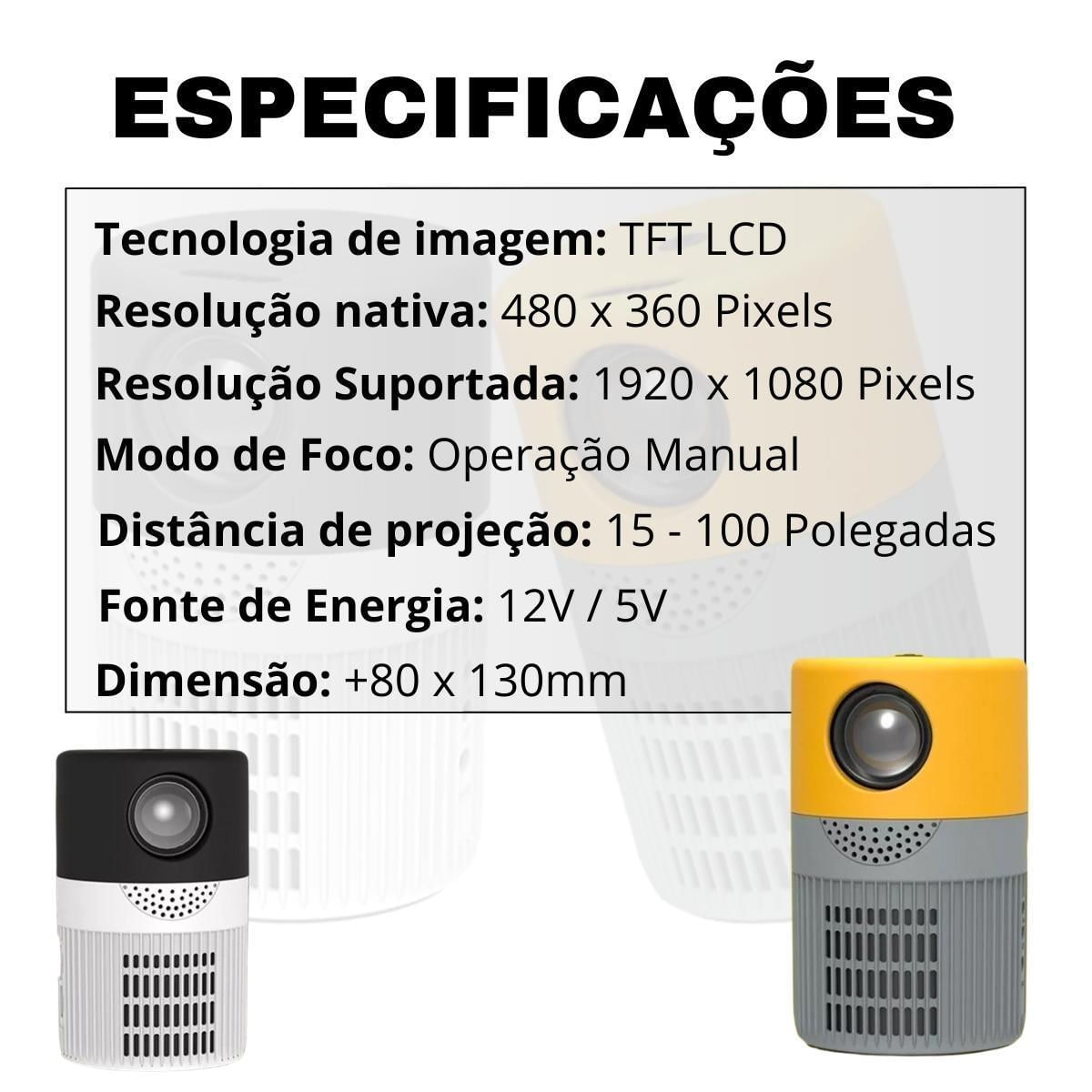 Miniatura Mini Projetor Portátil Espelhamento Via Celular Android Ios
