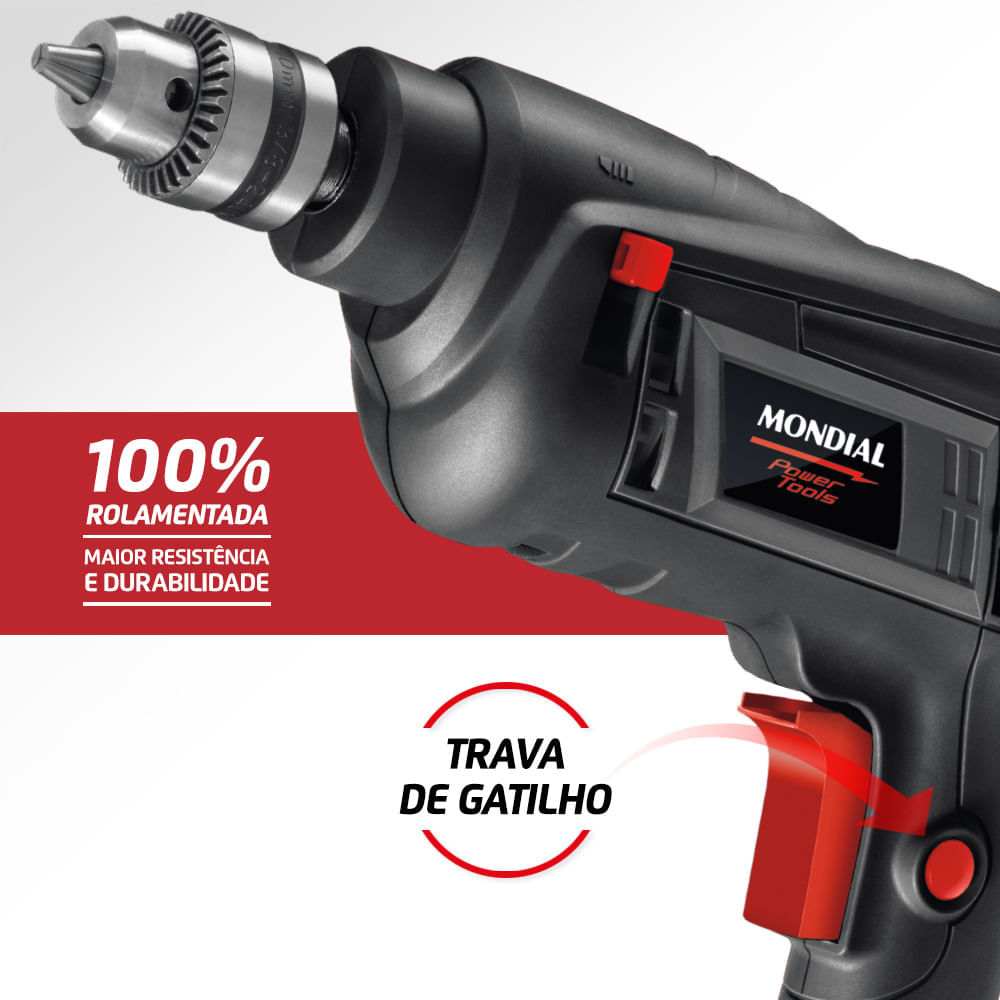 Miniatura Furadeira de Impacto Mondial Power Tools FI-09 FURADEIRA DE IMPACTO 550W-127V-PRETO