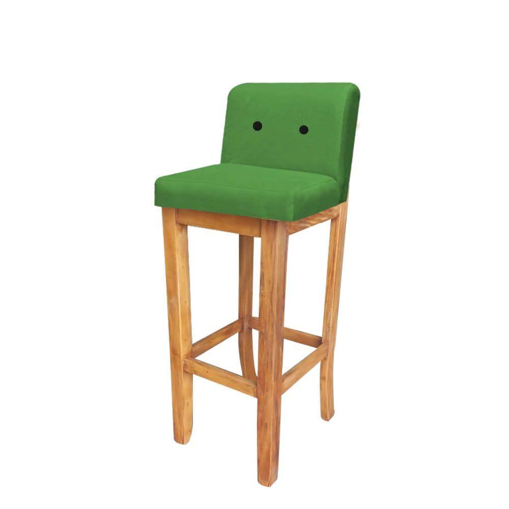 Miniatura Banqueta Alta Com Encosto Aila Balcão Bistrô Corino Verde Botão Preto - Ahazzo Móveis