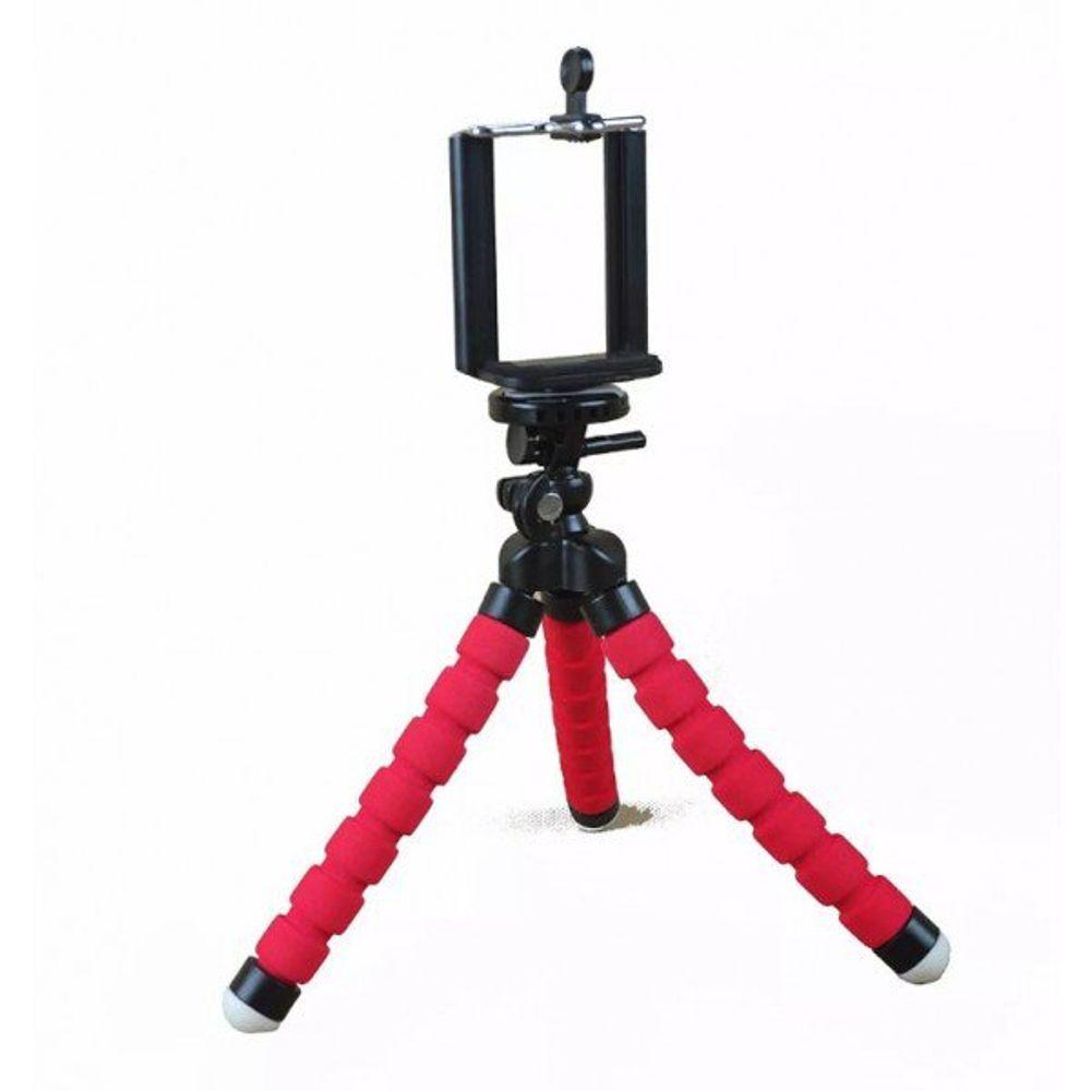 Miniatura Mini Tripé Flexível Ajustavel P Celulares Vermelho