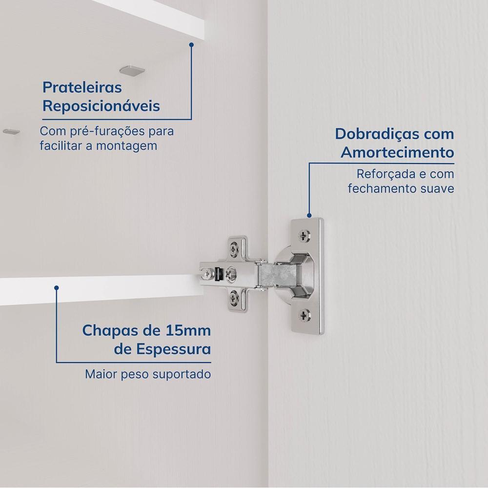 Guarda-roupa Modulado de Canto 10 Portas 6 Peças Hera Cabecasa Madeiramadeira Branco Geada/Cinza