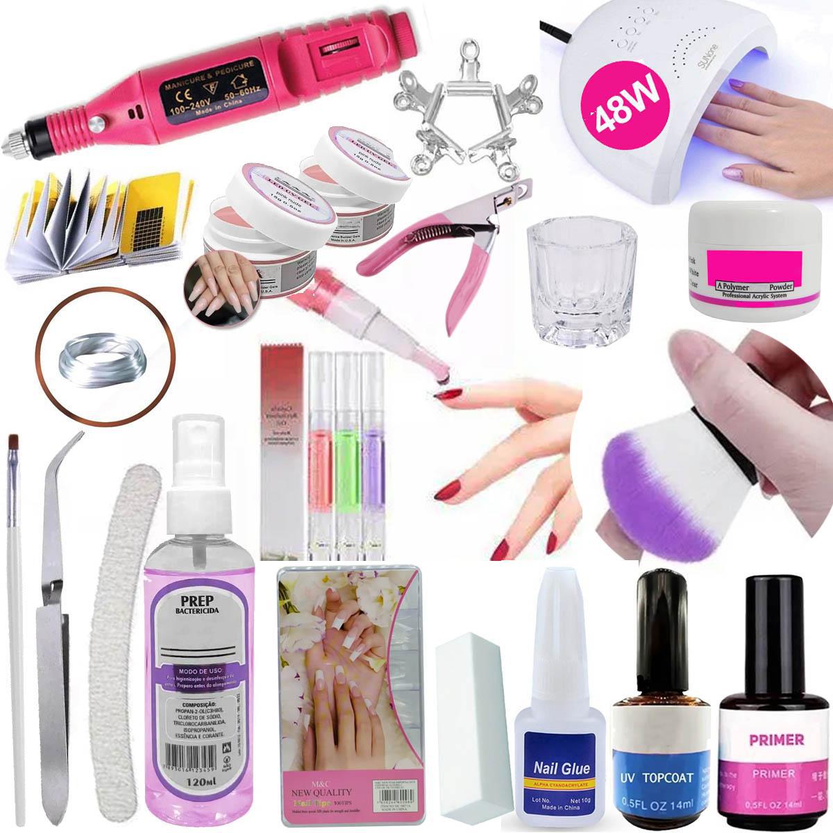 Miniatura Kit Unha Gel Completo Fibra Kit Unhas Gel