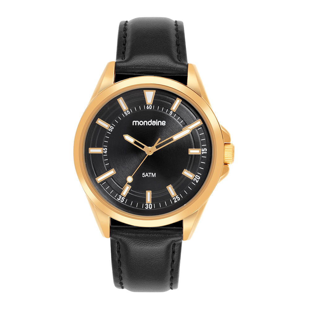 Relógio Masculino Caixa Dourada Pulseira Couro