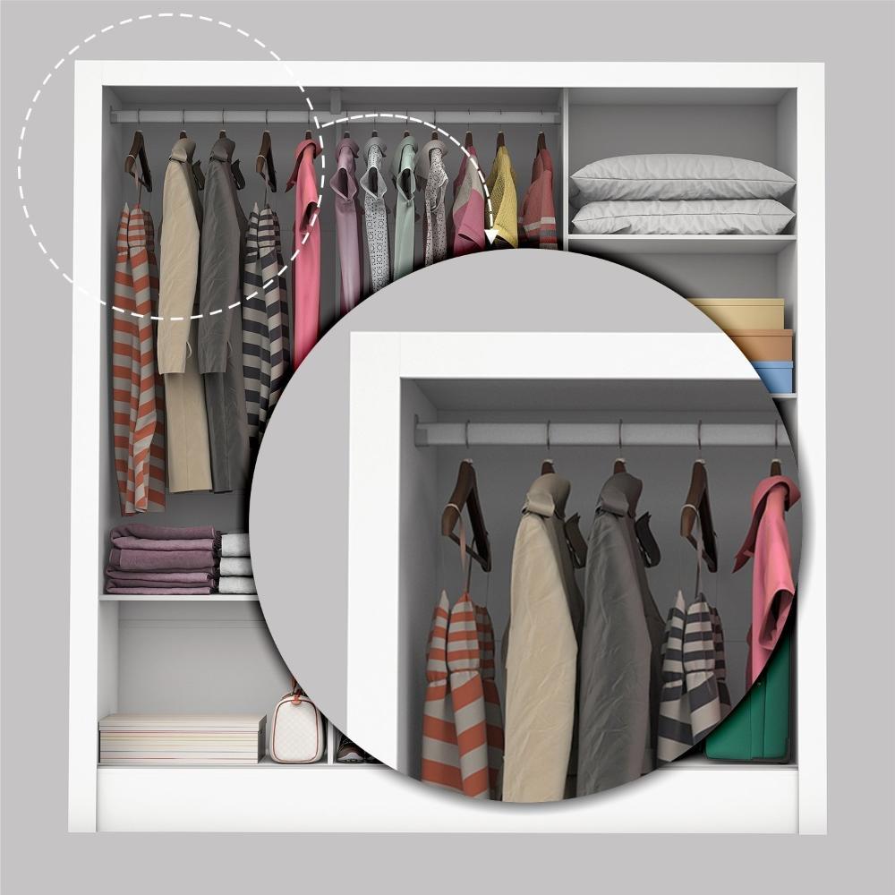 Guarda Roupa Casal 3 Portas com Espelho Porto Plus Espresso Móveis Branco Freijo