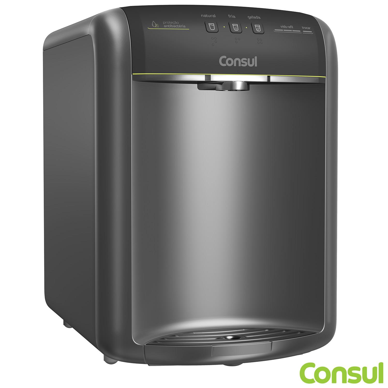 Miniatura Purificador de Água Consul CPB36 Bem Estar com Água Gelada e Display Gradual com Aviso de Troca de Refil 110