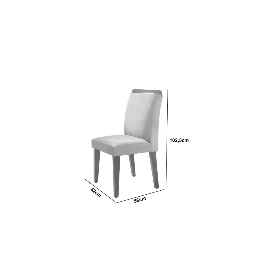 Miniatura Mesa Inovare 180 Tp Mdf Vidro/canto Reto com 6 Cadeiras Bugatti Marrom / Off White /Imbuia Ripado