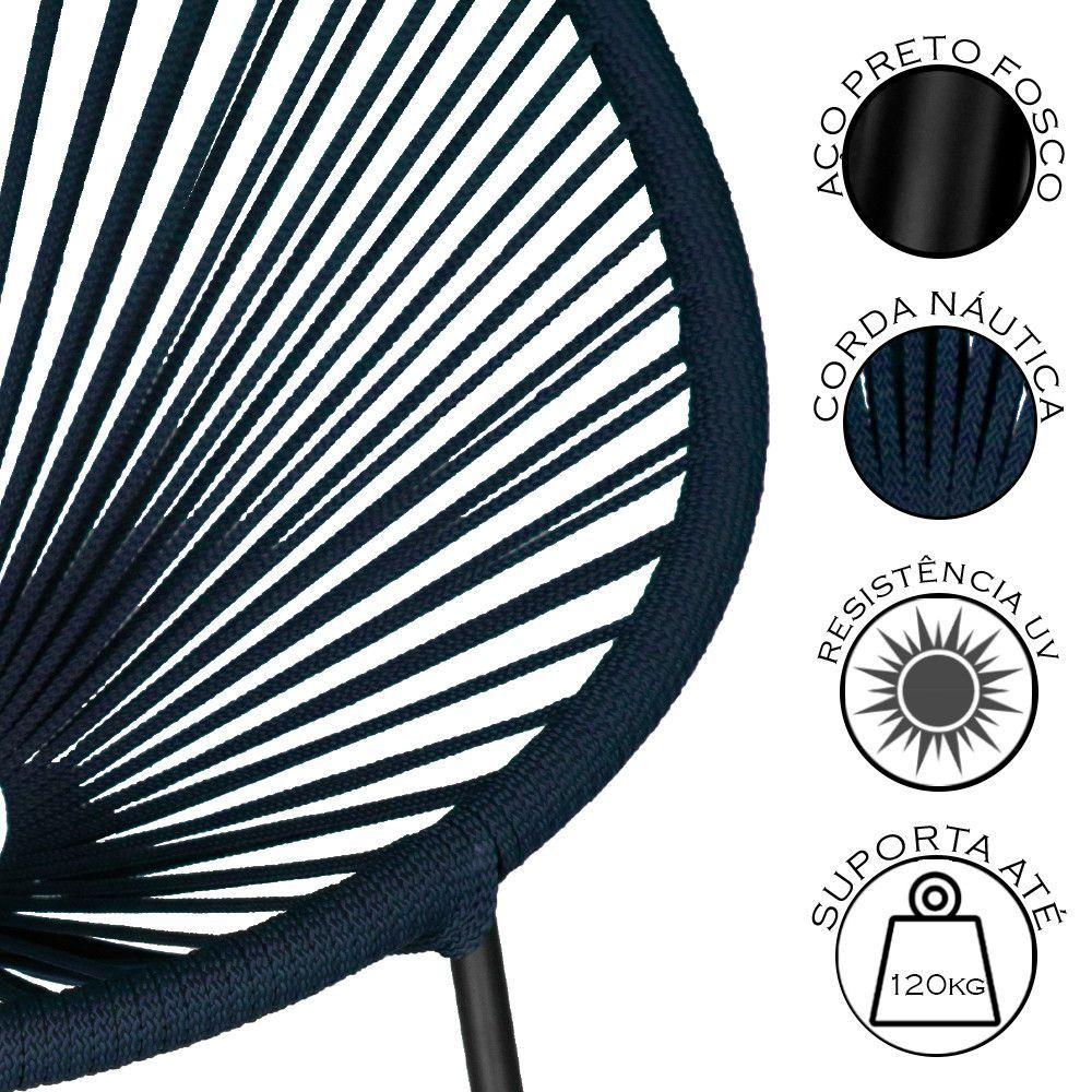 Miniatura Cadeira Acapulco Em Aço Carbono E Corda Náutica Azul