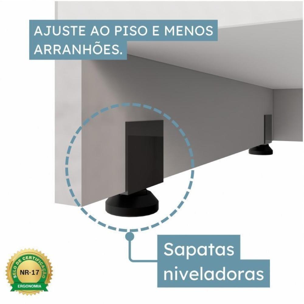 Armário para Escritório Alto 2 Portas e Armário Baixo 2 Portas com Chave Espresso Móveis Cinza Cristal