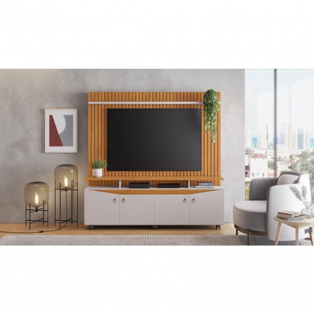 Miniatura Estante Home Para Tv Até 65 Polegadas Conceito Candian Jcm Movelaria Cinamomo-off White