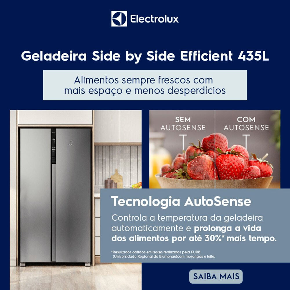 Geladeira Electrolux Frost Free 2 Portas 435 Litros Inverter Side by Side Inox - 110V
