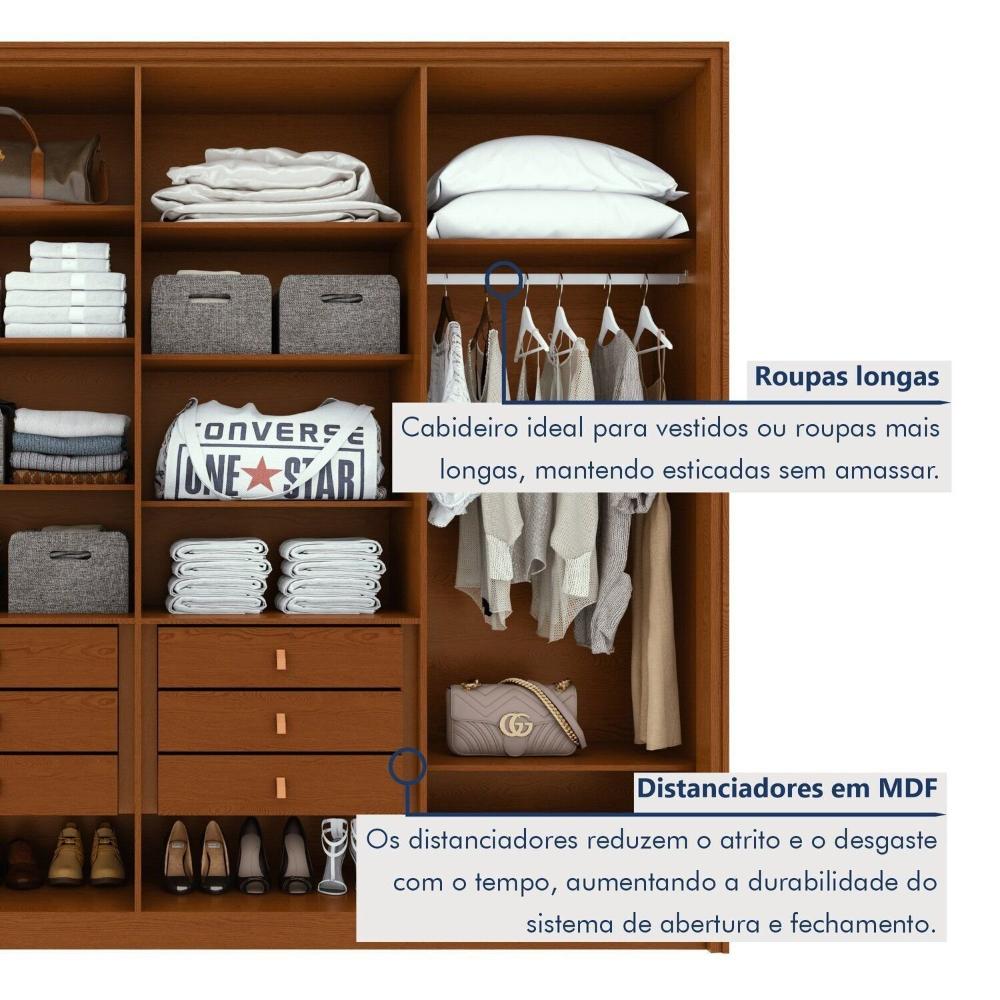 Guarda-roupa 8 Portas 6 Gavetas 100% Mdf Ergon Frassino/Off White