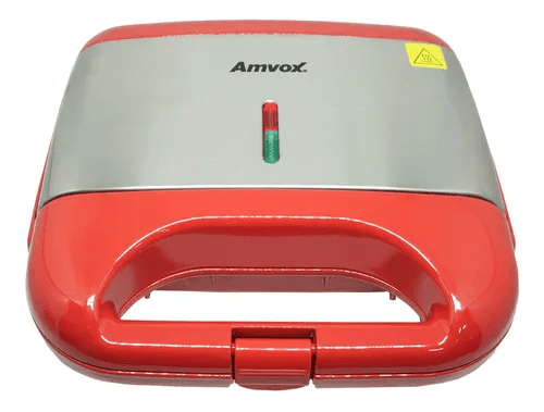 Miniatura Sanduicheira e Grill LED ON/OFF 750W AMS 500 RED voltagem:110V