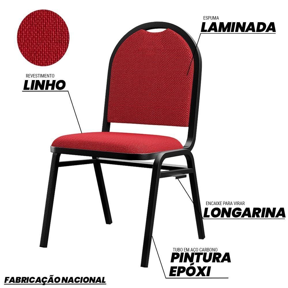 Miniatura Cadeira Hoteleira Auditório Empilhável Linho M23 Vermelho - Mpozenato