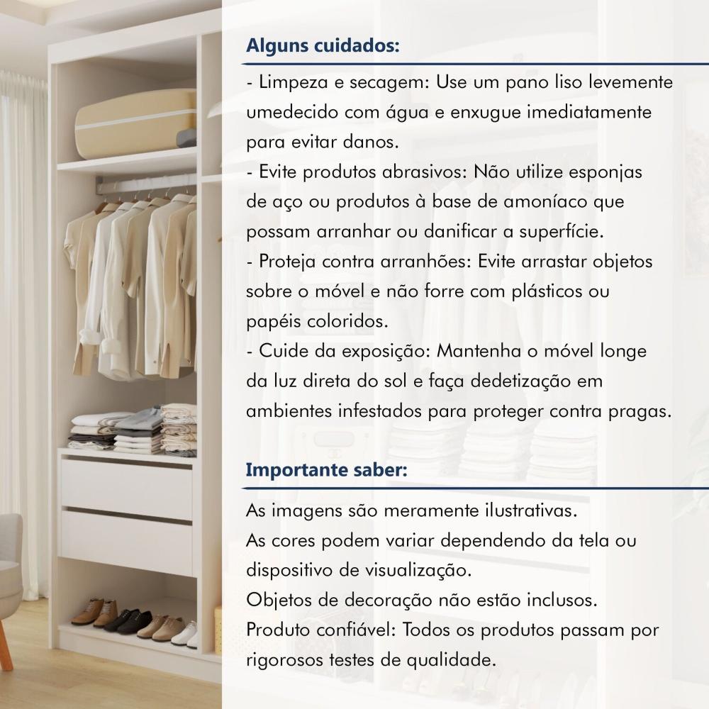 Closet Casal sem Portas 4 Gavetas Miami Branco