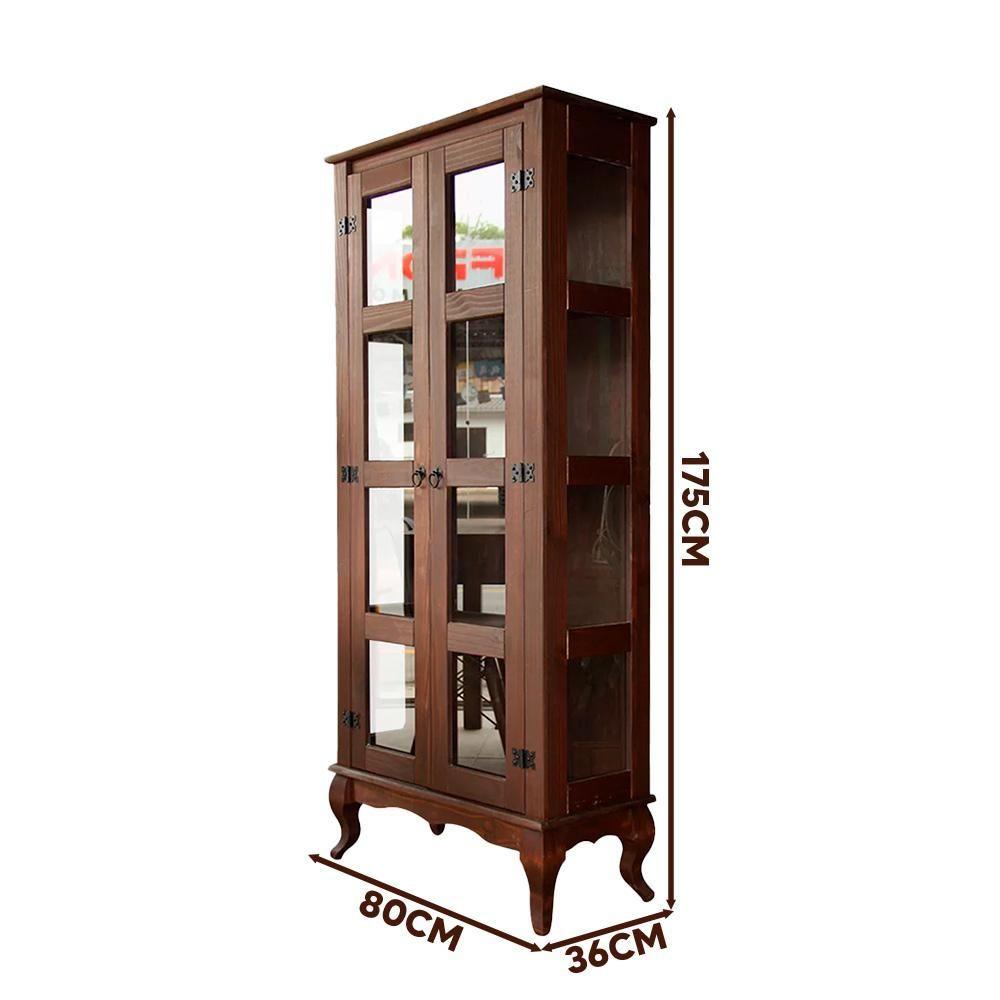 Miniatura Cristaleira Madeira Maciça Retrô 2 Portas Vidro Lateral Imbuia D113vl Shop Jm