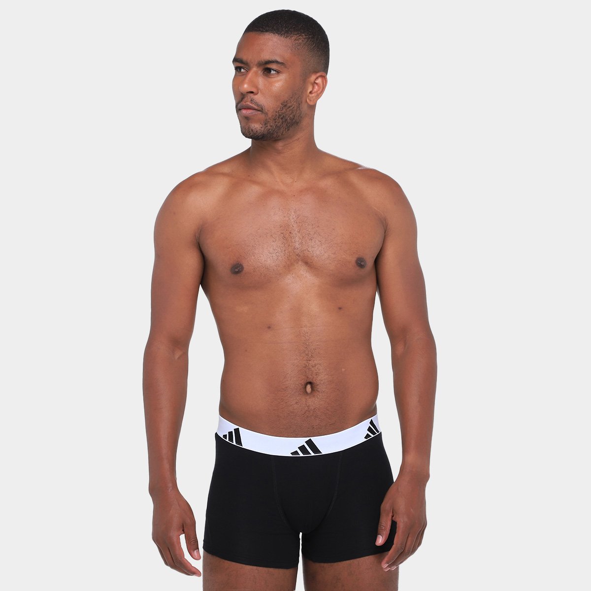 Miniatura Kit Cueca Boxer Adidas 3 Peças Preto+Branco - G