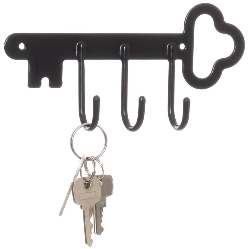 Miniatura Gancho Decorativo de Parede Chave Elegante Preto