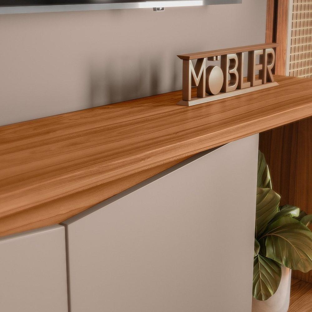 Estante Home para Tv até 65 Polegadas 2 Portas Home Tucson 1.8 Cinamomo Mel/ Grigio Fosco