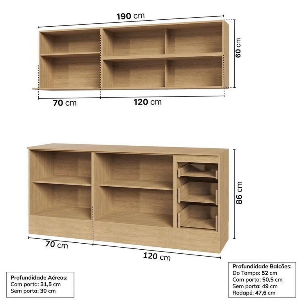 Miniatura Cozinha Modulada 5 Peças 3 Aéreos 2 Balcões Nara Cabecasa Madeiramadeira Avena