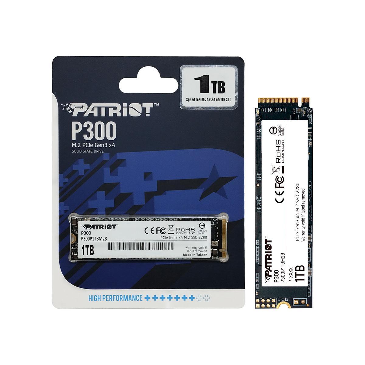 Miniatura Ssd 1Tb Patriot P300, M.2 2280 Pcie 3X4 Nvme 1.3, Leitura