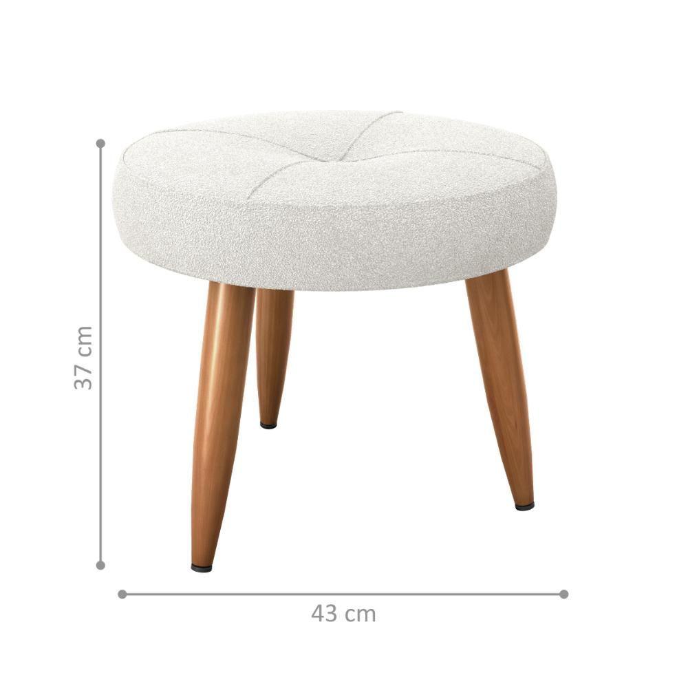 Miniatura Jogo Poltrona E Puff Para Sala Oliver Boucle Natural