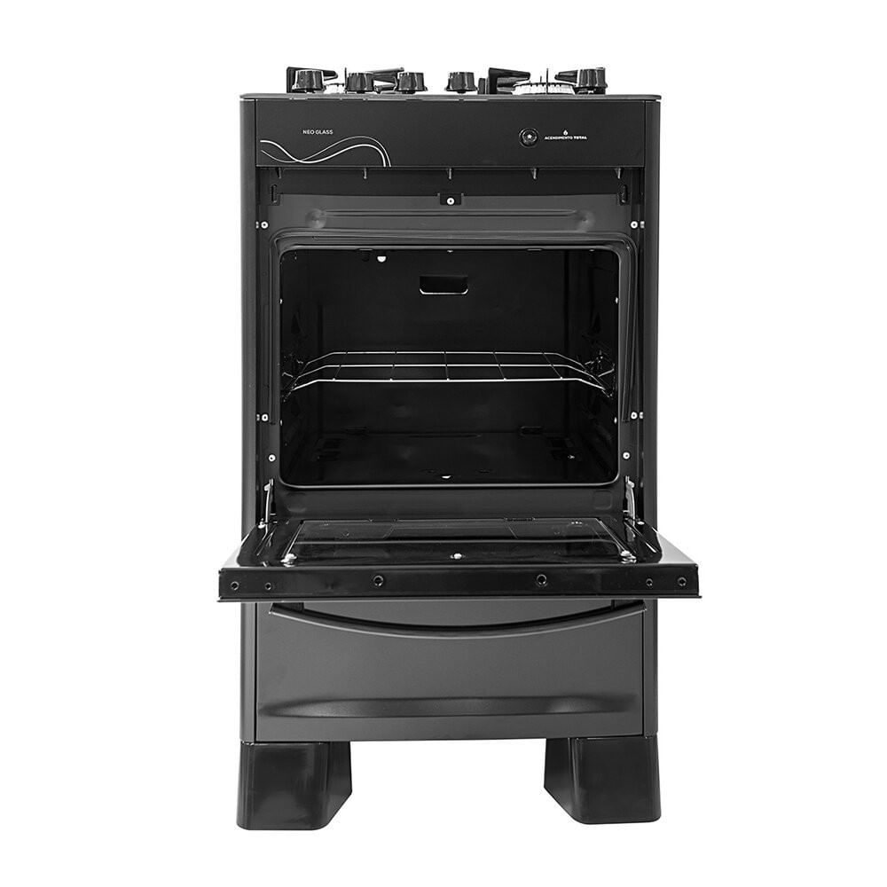 Miniatura Fogão a Gás 4 Bocas Suggar Neo Glass 4 Queimadores Preto - Bivolt