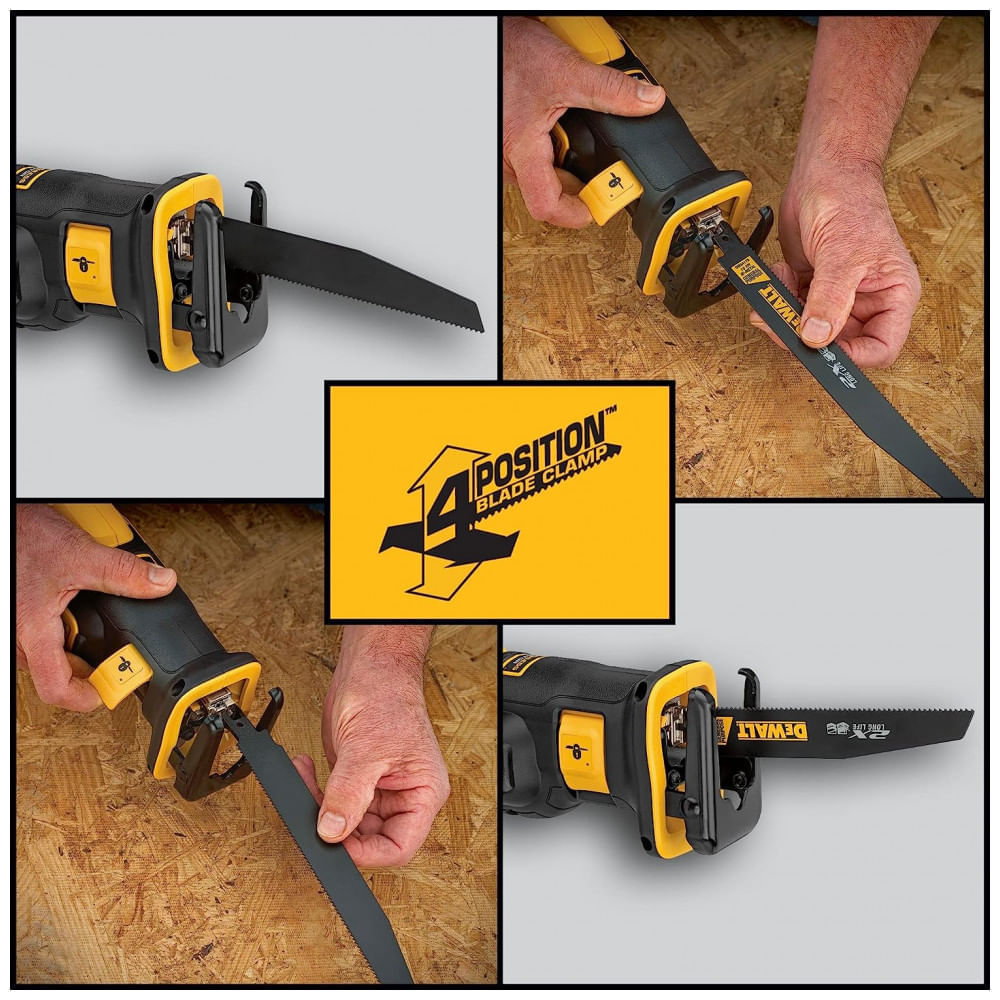 Miniatura Serra Sabre Giratória Compacta até 2.900 SPM de Velocidade, 110v, DEWALT DCS367B, Amarelo