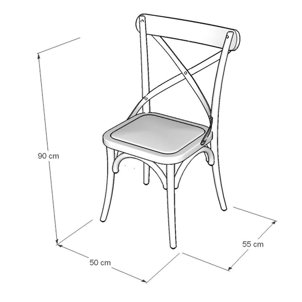 Miniatura Kit 2 Cadeiras Cross Katrina Preta Assento Corano Bege Aço Asturias