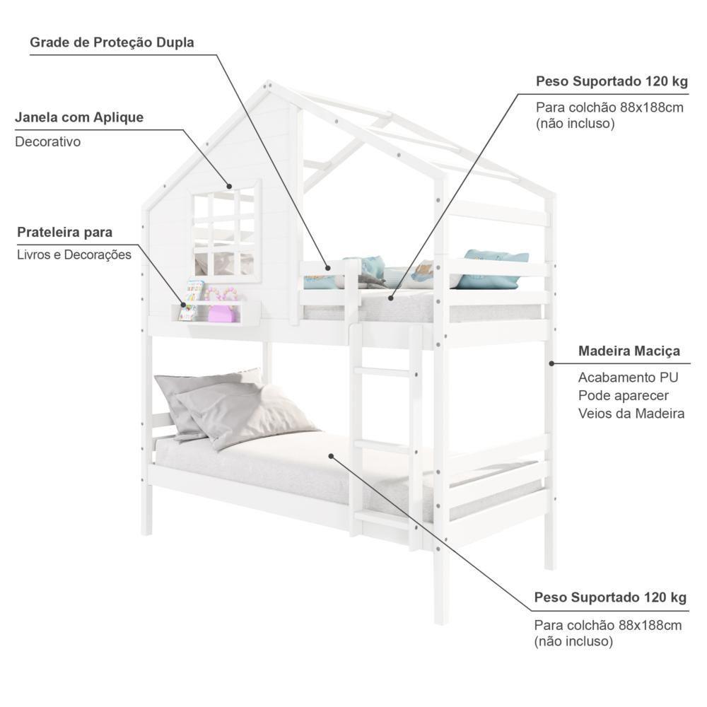 Miniatura Beliche Casinha Com Janela Madeira Maciça Branco Housin