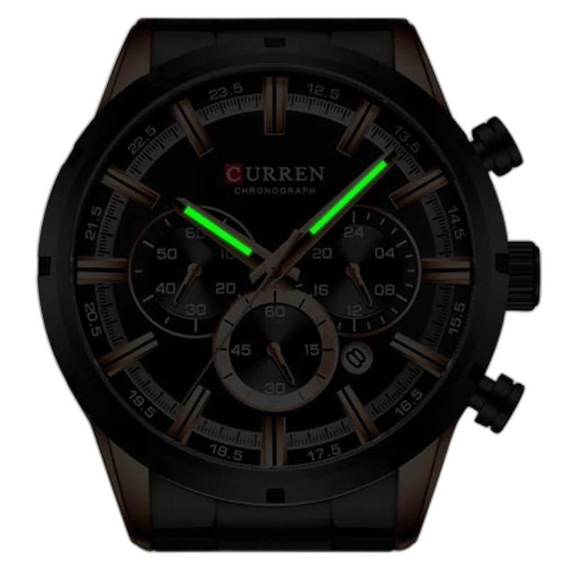 Miniatura Relógio Masculino Curren Pulseira De Aço Cronômetro Luxo