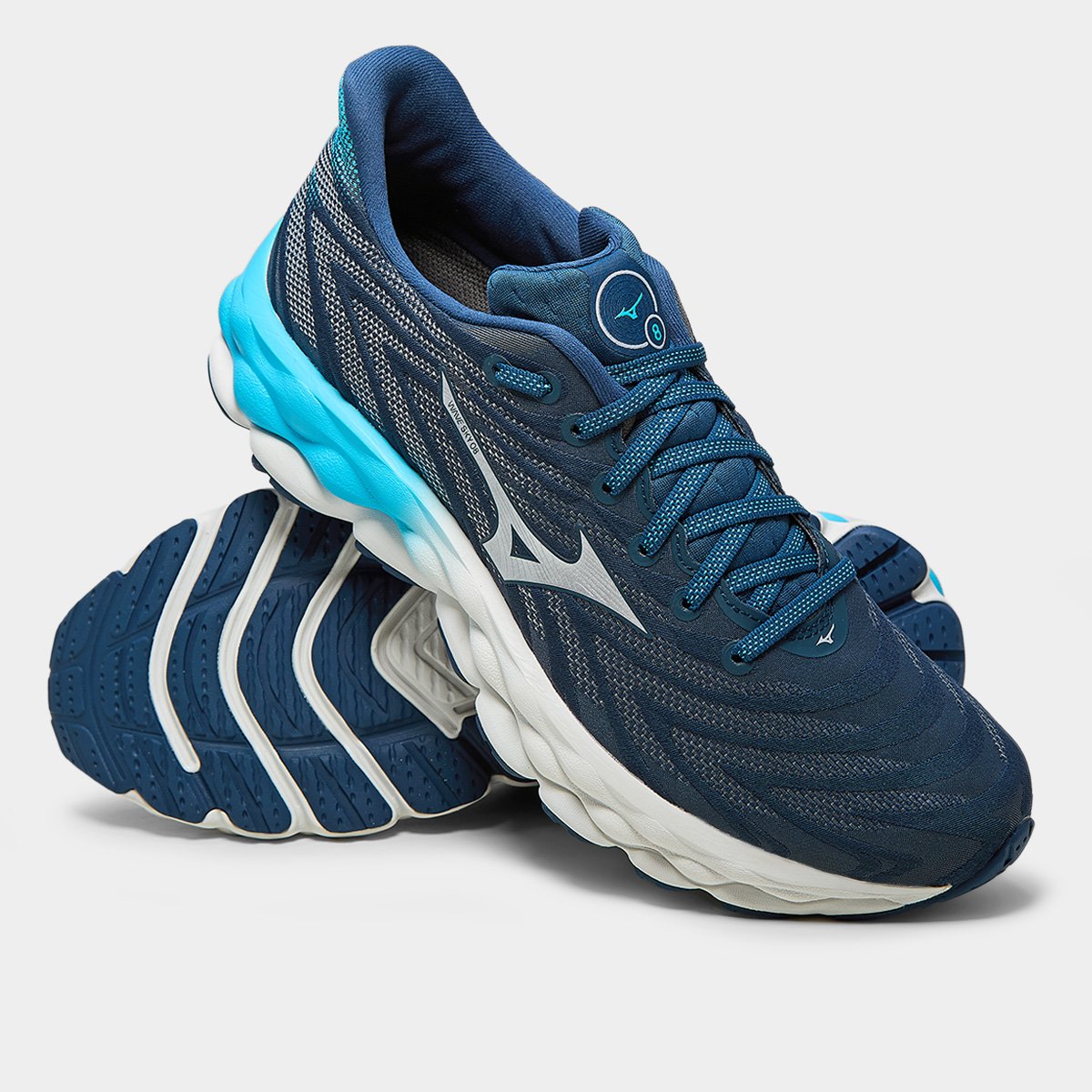 Miniatura Tênis Mizuno Wave Sky 8 Masculino Marinho+Branco - 38
