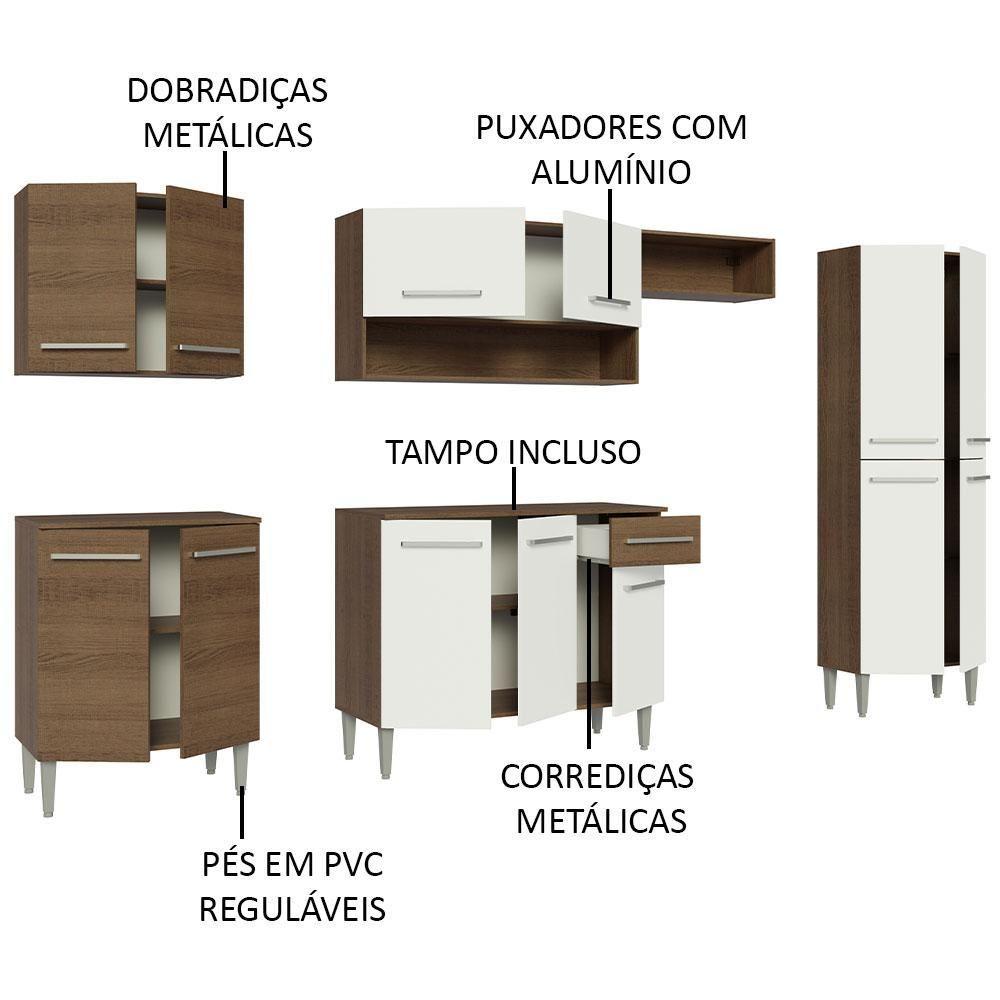 Miniatura Armário De Cozinha Completa 293cm Rustic/branco Emilly Madesa 10 Rustic/branco
