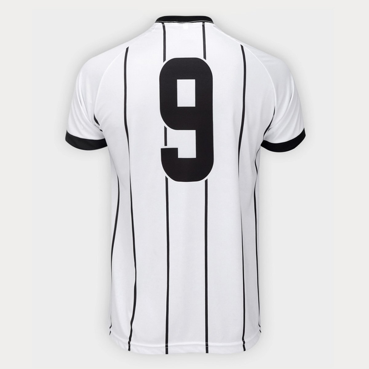 Miniatura Camisa Corinthians n° 9 Listra Preta Masculina Branco+Preto - G
